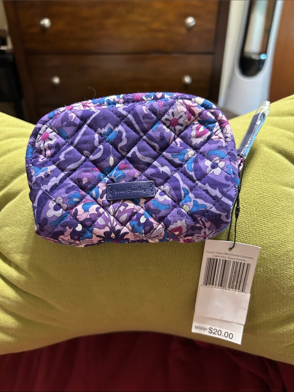Vera Bradley Purple Floral Quilted Mini Cosmetic Pouch